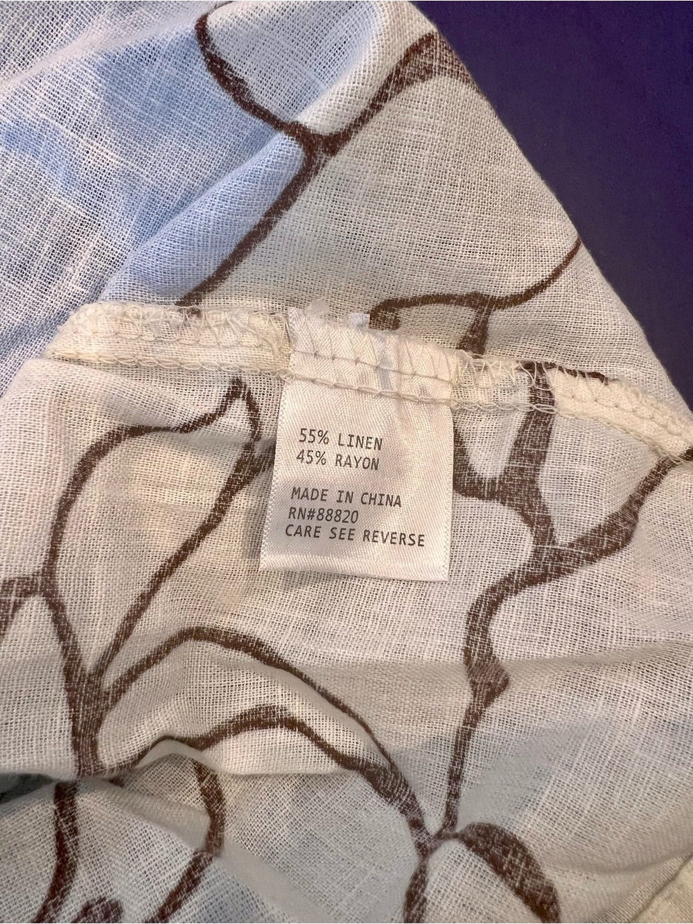 Rachel Zoe Linen Blend Floral Print Peasant Blouse Blue Cream Puff Sleeve Chic M - Picture 4 of 8